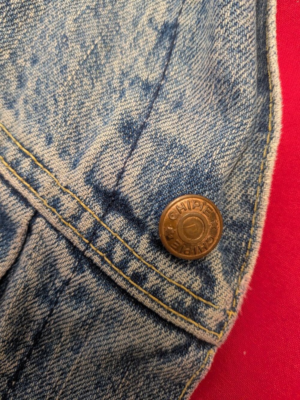 Rare 80s Vintage Chipie Denim Trucker Jacket - Hidden Cuff Graphics - Size XL - Picture 6 of 10